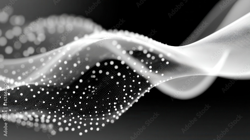 Fototapete grey white abstract background with flowing particles digital future technology concept vector illustration,stock photo