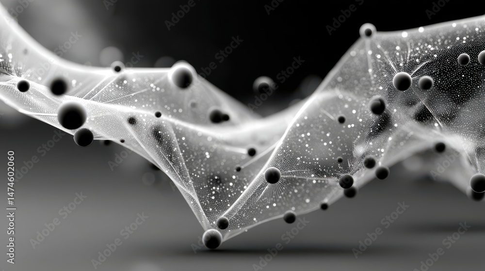 Poster grey white abstract background with flowing particles digital future technology concept vector illus