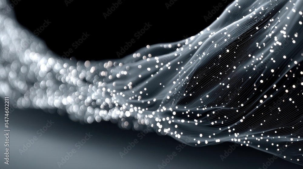 Leinwandbilder grey white abstract background with flowing particles digital future technology concept vector illus