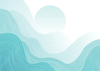 abstract japanese landscape on light background with gradient	