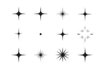 Black and white stars vector illustration set offers a collection of star icons in a seamless pattern design, perfect as a decorative element