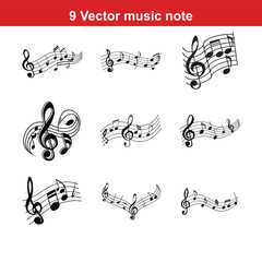 Obraz premium Treble clef and musical notes,Music note icon in flat style on white isolated background.