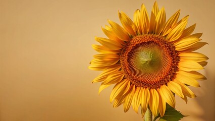 Obraz premium Single Vibrant Sunflower Close-Up, Summer Bloom, Golden Yellow Petals, Nature Photography