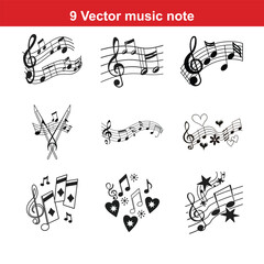 Obraz premium Treble clef and musical notes,Music note icon in flat style on white isolated background.