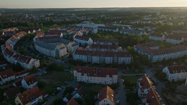 Aerial drone view of R&ouml;thenbach Ost in Nuremberg-West, Germany.