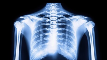 X-Ray bone resolution. Detailed X-ray Image of Human Shoulder Joint and Bone Structure for Medical and Educational Use