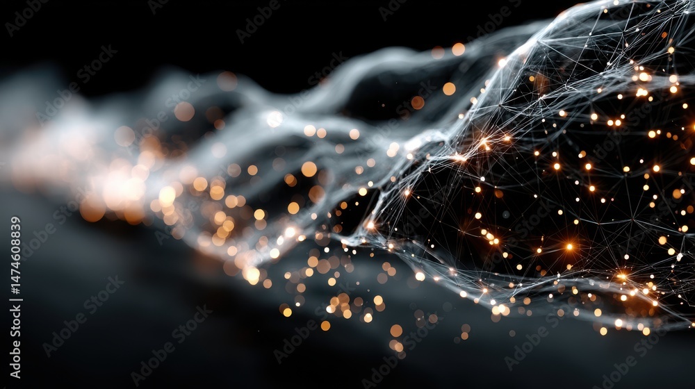 Leinwandbilder high tech futuristic technology abstract technology particle mesh style background.stock image