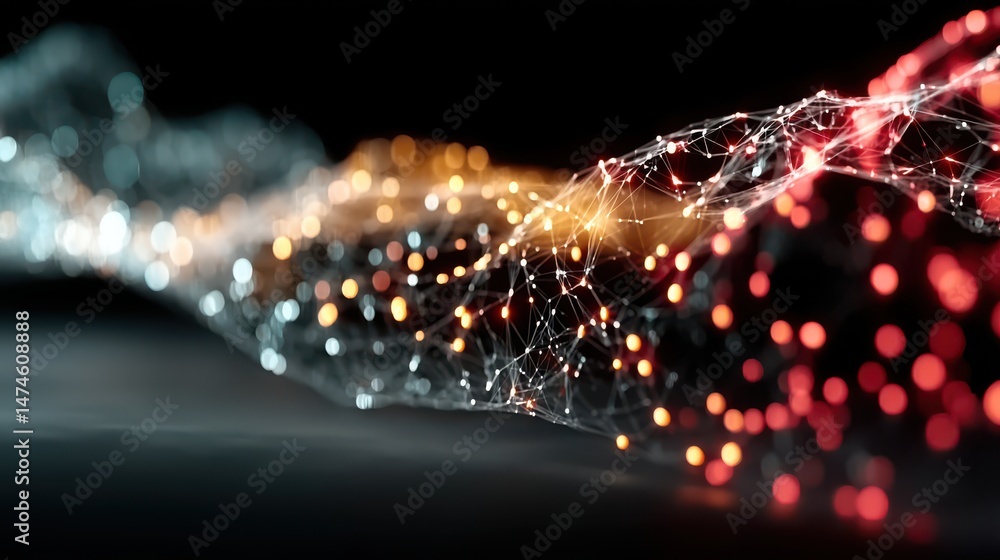 Aufkleber high tech futuristic technology abstract technology particle mesh style background