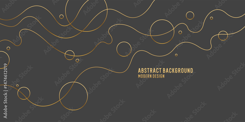Poster abstract background with golden wavy lines. a composition of simple shapes, a concise and expressive