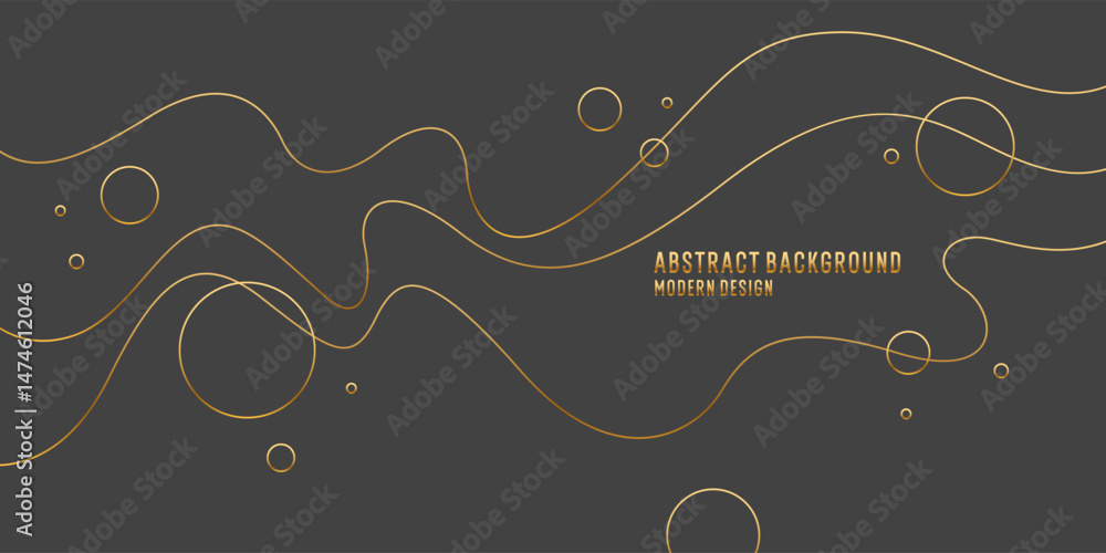 Poster abstract background with golden wavy lines. a composition of simple shapes, a concise and expressive