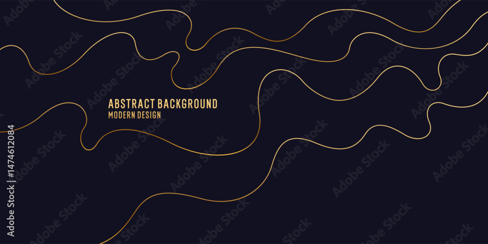 Poster abstract background with golden wavy lines. a composition of simple shapes, a concise and expressive