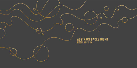 Abstract background with golden wavy lines. A composition of simple shapes, a concise and expressive template for design, presentation, poster.