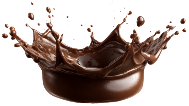Chocolate splash created with transparent background for digital use