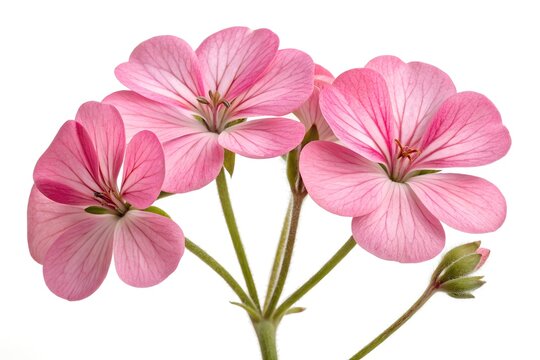 Pretty pink geranium flower close up isolated 