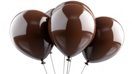 Elegant Brown Balloons Floating on PNG Transparent Background Delight