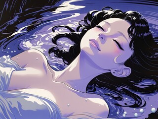 Soft Expression of a Girl in Water