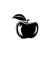  Black and White Apple Silhouette Icon – Minimal Fruit Design
