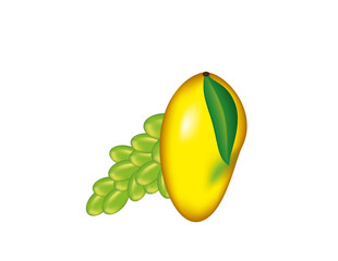  Fresh Mango with Grapes Illustration – Juicy Tropical Fruit Combo