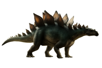 Stegosaurus model with detailed features on transparent background