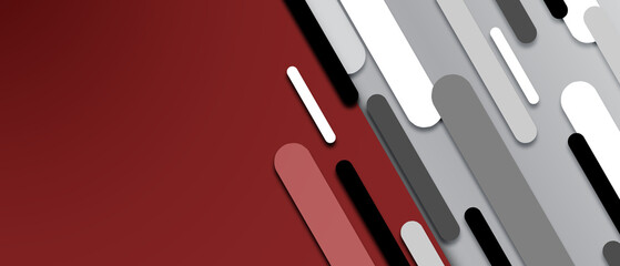 abstract black line, gray and white on red and gray background  illustration