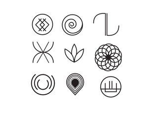  Minimalist Geometric Logo Icon Set in Black and White