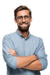 Obraz premium Confident University Lecturer Smiling – Cutout Image