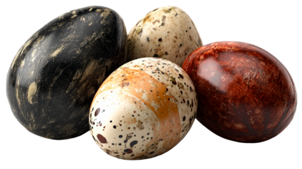 Colorful decorative eggs on a transparent background