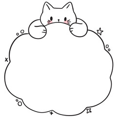 Cute and fun cartoon doodle cat lines text box.