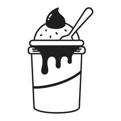 Ice Cream Mason Jar silhouette, Doodle Style Dessert vector Illustration

