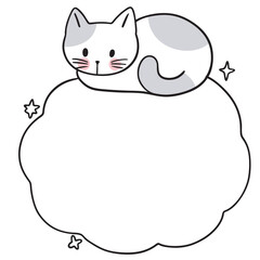 Cute and fun cartoon doodle cat lines text box.