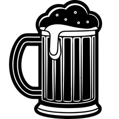 Beer Mug Silhouette Icon . Simple Beverage Glass Vector Art

