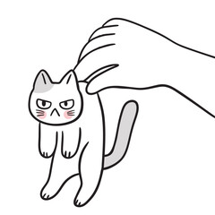 Cute cartoon lines of a fat cat with a funny face doodle.