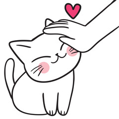 Cute cartoon lines of a fat cat with a funny face doodle.