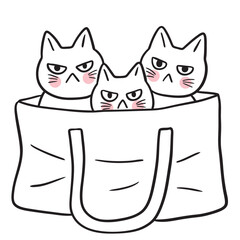 Cute cartoon lines of a fat cat with a funny face doodle.