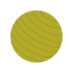 Green exercise ball. Fit ball for fitness, yoga, pilates, stretching, physical therapy. Sport equipment for home and gym training. Vector flat illustration isolated on white background