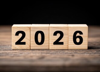 Wooden Blocks Displaying Number 2026