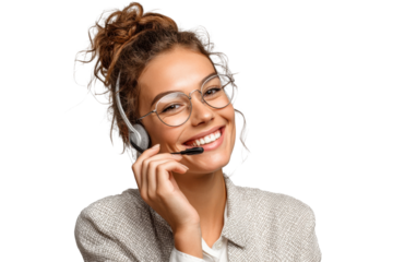 Happy Help Desk Operator – Transparent Portrait