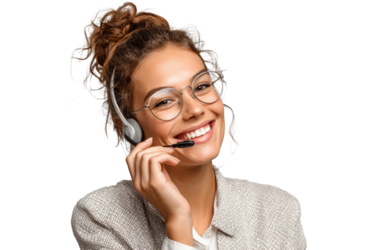 Happy Help Desk Operator – Transparent Portrait