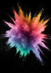 Colorful Powder Explosion on Black Background