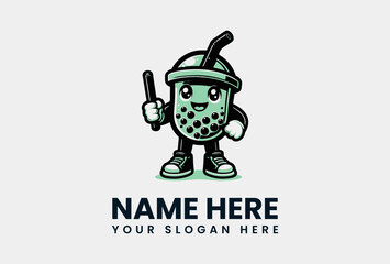 Bold Boba Drink Boy Graphic. Fun Youth Design