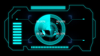 Globe HUD planet earth map icon Isolated on Black Background