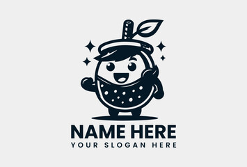 Monochrome Boba Kid Illustration. Minimalist Beverage Art