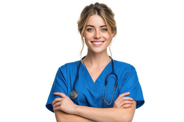 Portrait of Confident Medical Nurse with Crossed Arms – Transparent Background