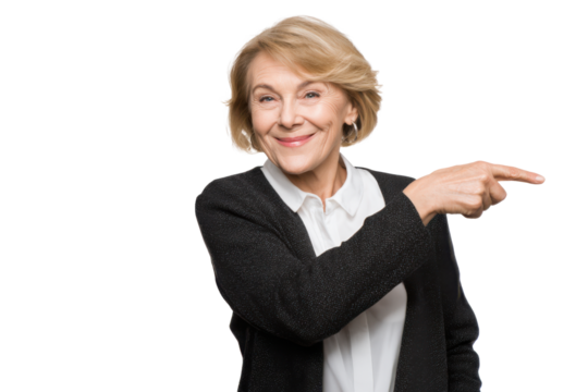 Authoritative Senior Woman in Business Attire – Transparent PNG
