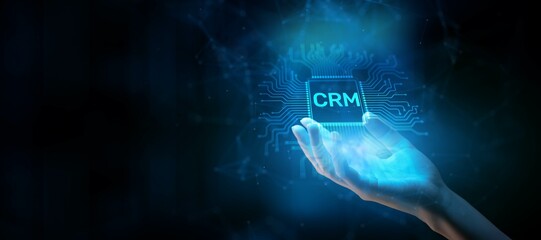CRM Customer Relationship Management Concept: Enhancing Customer Engagement Illustrated on a...