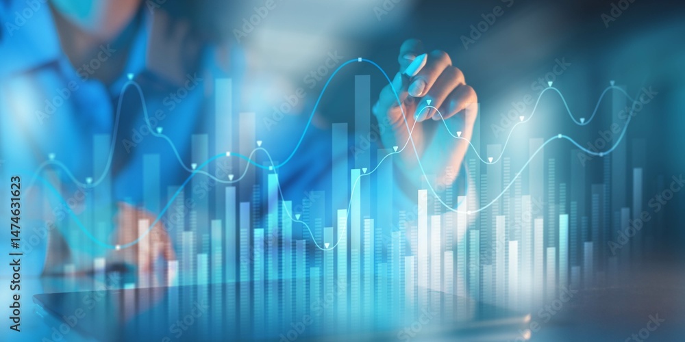 Poster data visualization in financial analytics with trend analysis.