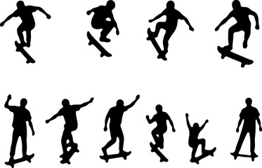 Skateboarder Silhouette Icon &ndash; Skating Boy in Action