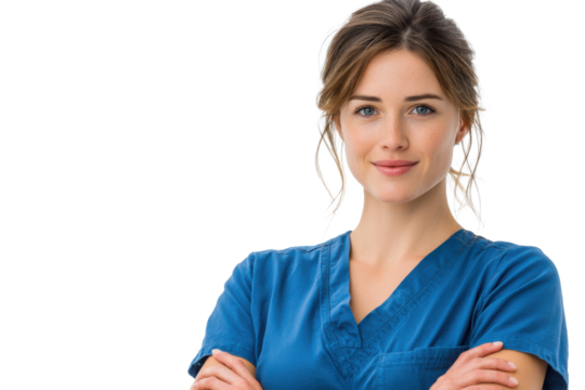 Nurse in Scrubs Showing Confidence – Transparent Portrait