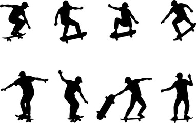 Obraz premium Skateboarder Silhouette Icon – Skating Boy in Action