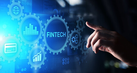 Fintech Financial technology Cryptocurrency investment and digital money. Business concept on virtual screen.